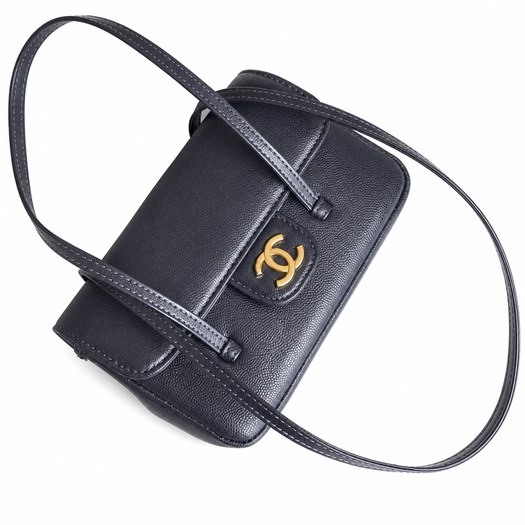 Chanel Black Textured Flap Crossbody Bag