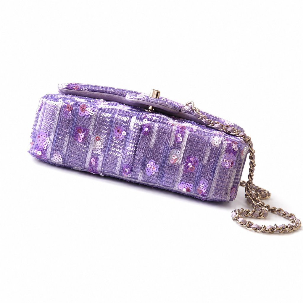 Chanel Purple Sequin Flap Shoulder Bag