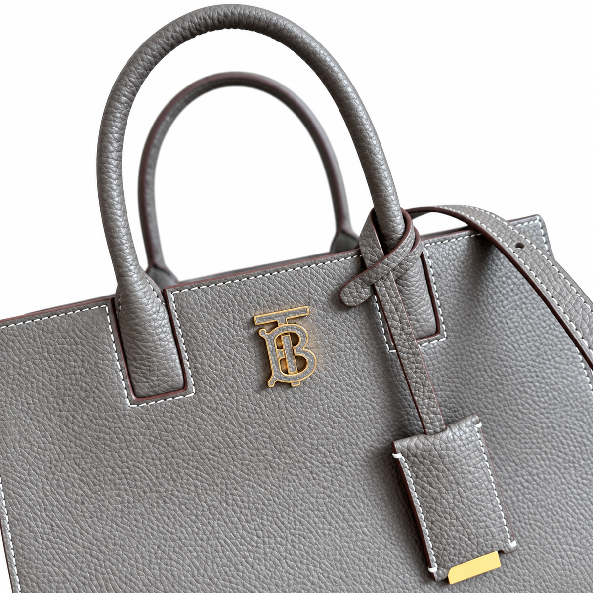 Burberry Grey Leather Tote with Shoulder Strap