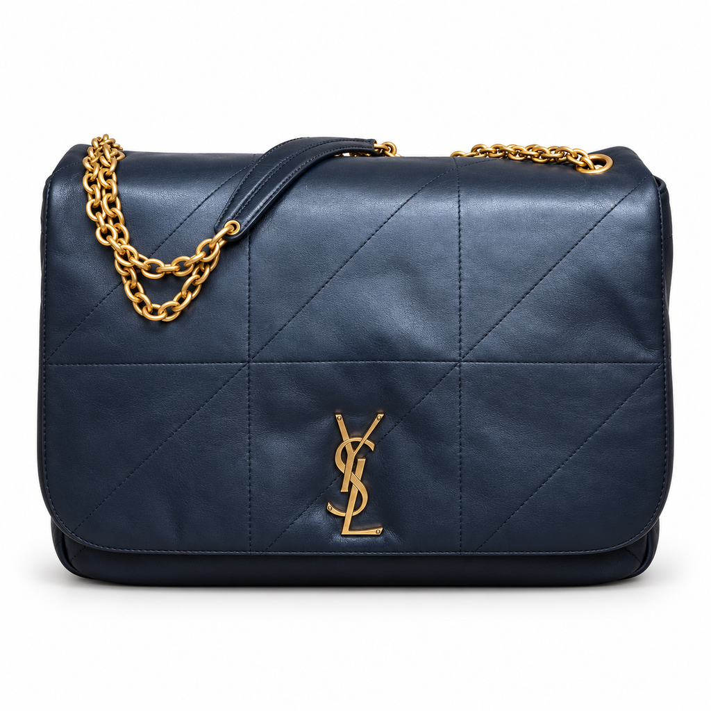 YSL Saint Laurent Jamie Large Quilted Chain Bag Navy