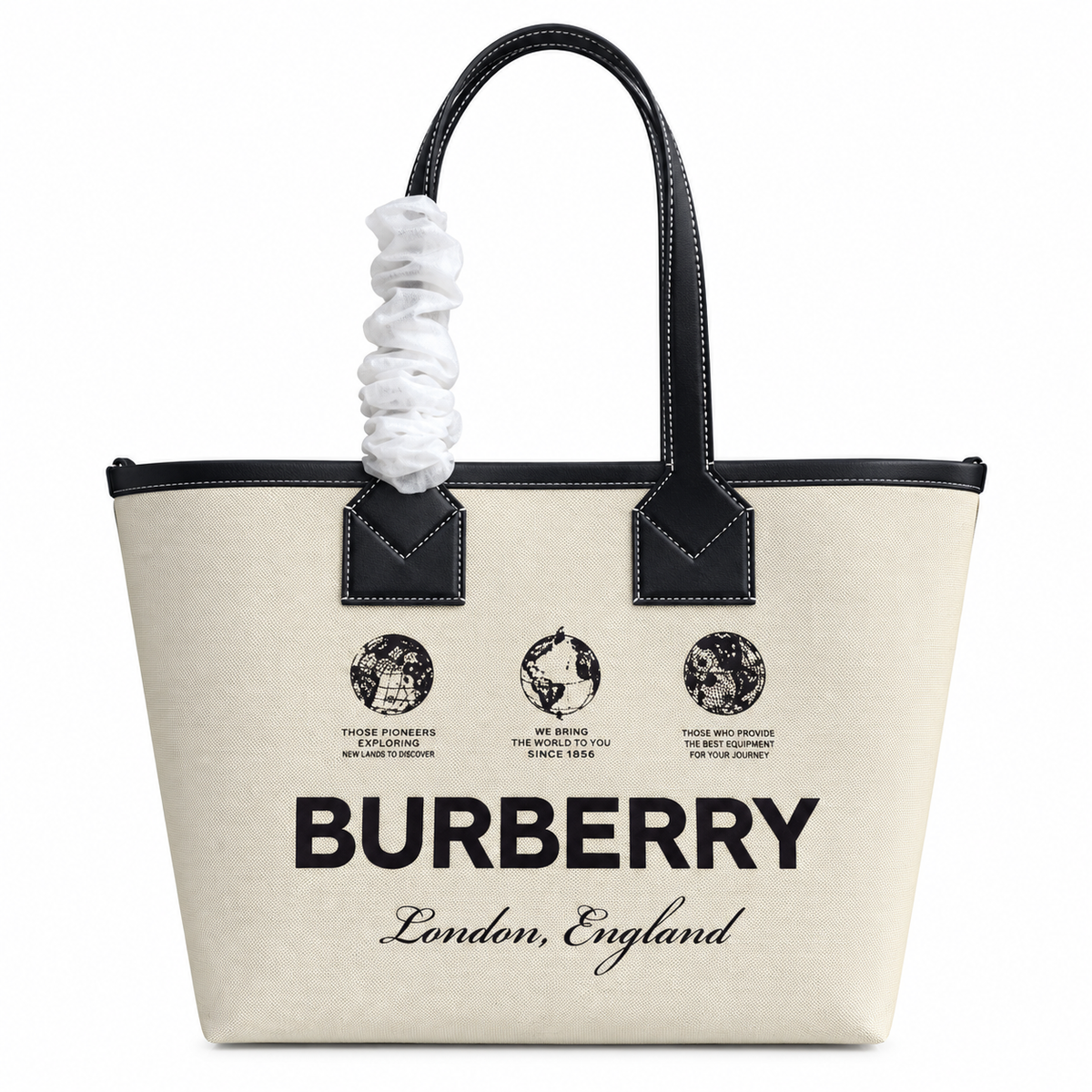 Burberry Globe Print Logo Tote Bag