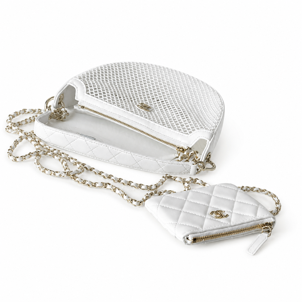 Chanel White Mesh Shoulder Bag