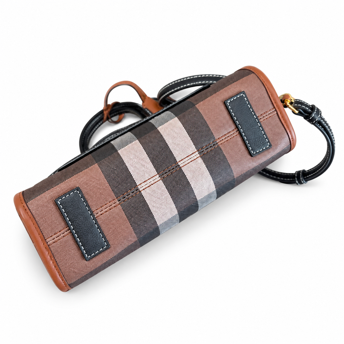 Burberry Check Top Handle Bag with Shoulder Strap