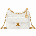 Chanel White Quilted Lambskin No.5 Hobo Bag with Chain