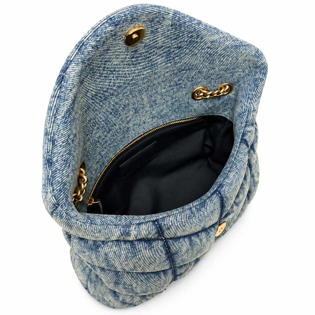 YSL Loulou Puffer Denim Quilted Shoulder Bag