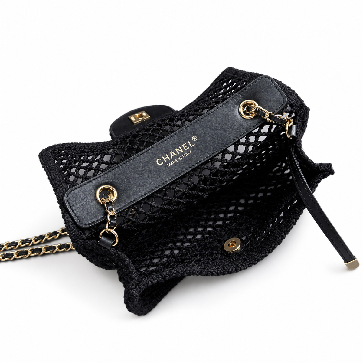 Chanel Black Woven Flap Crossbody Bag