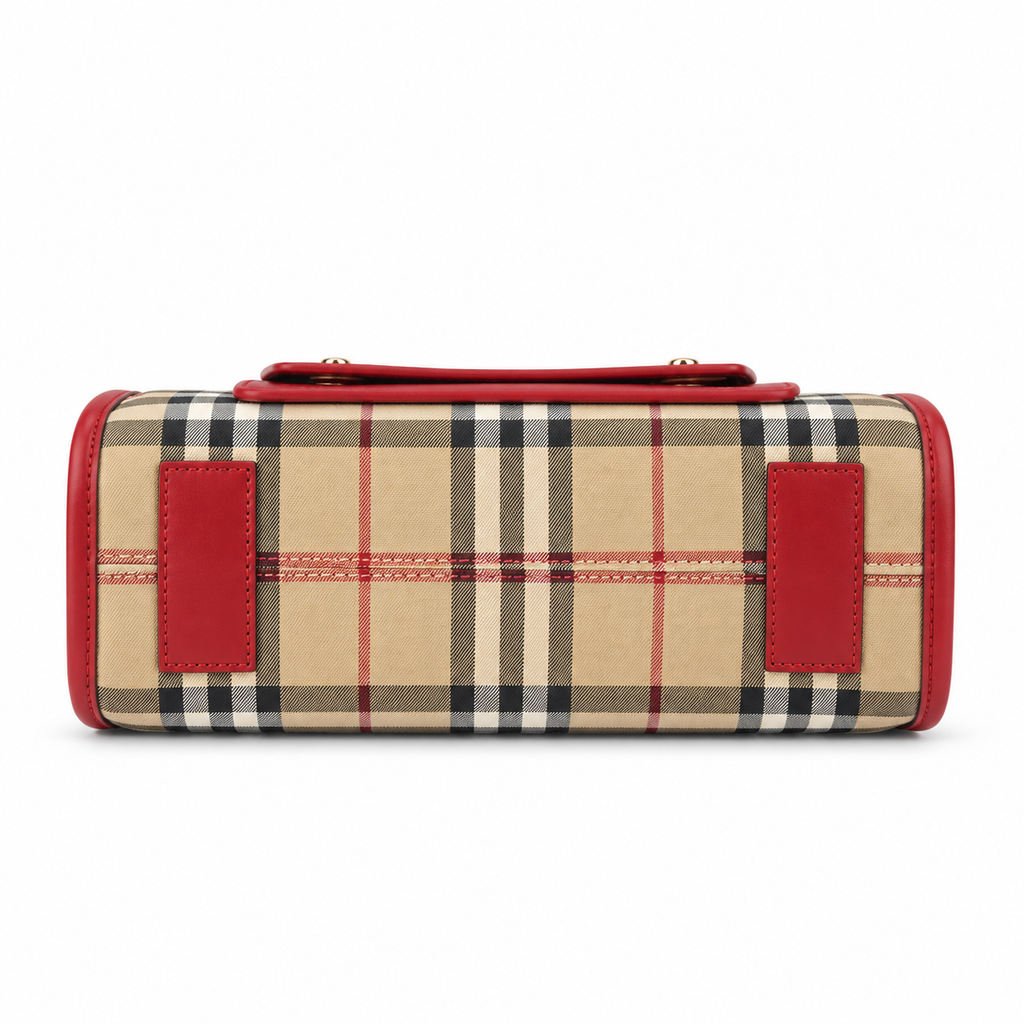 Burberry Check Pocket Tote with Red Trim