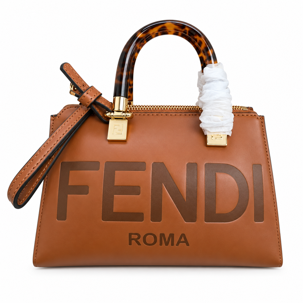 Fendi FF Clutch Shoulder Bag – Jacquard Canvas & Leather Trim, Flap Closure, 18.5cm