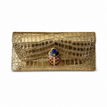 Chanel Gold Croc-Embossed Clutch Bag