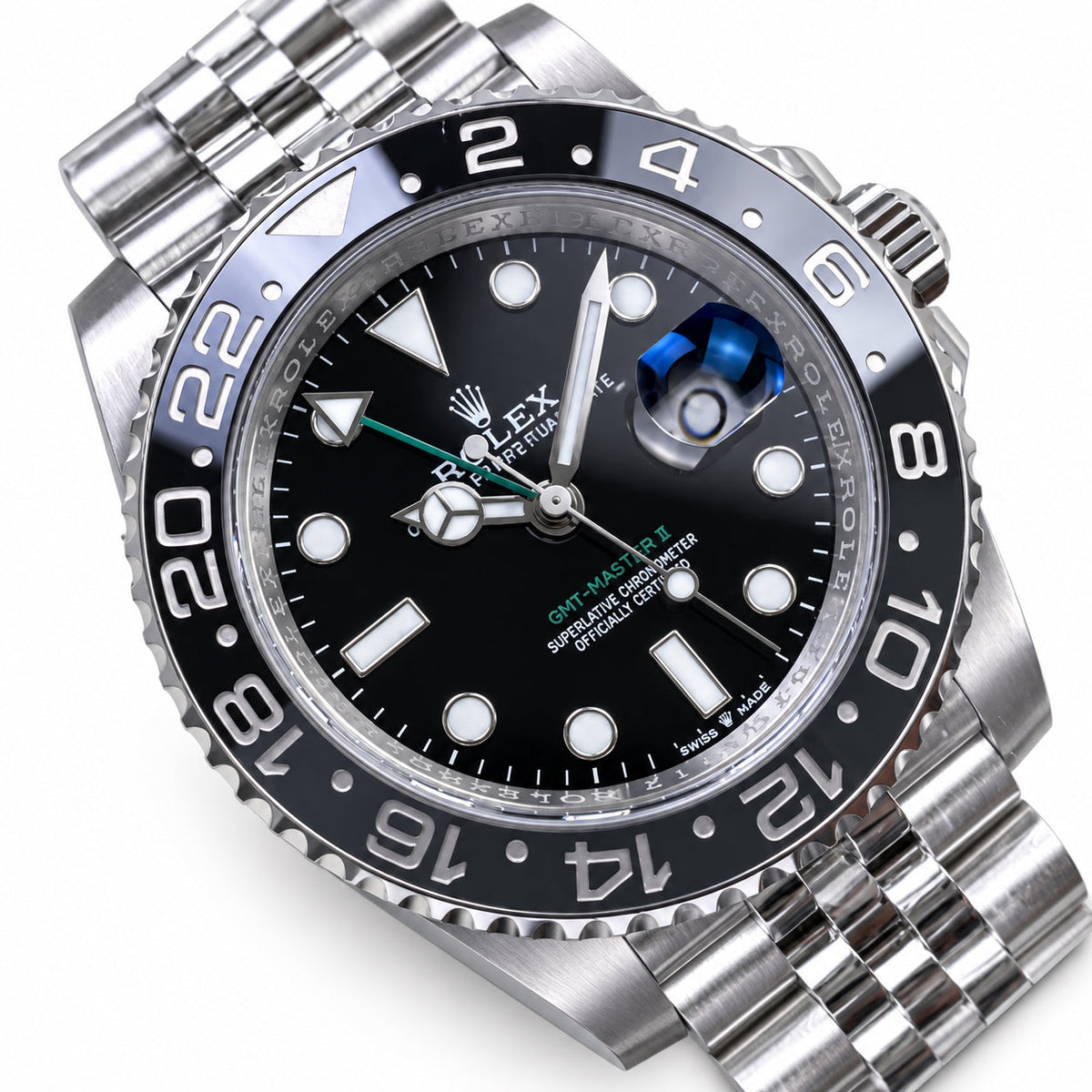 Rolex GMT-Master II Sprite Left-Hand Black Green Ceramic Bezel Jubilee Watch