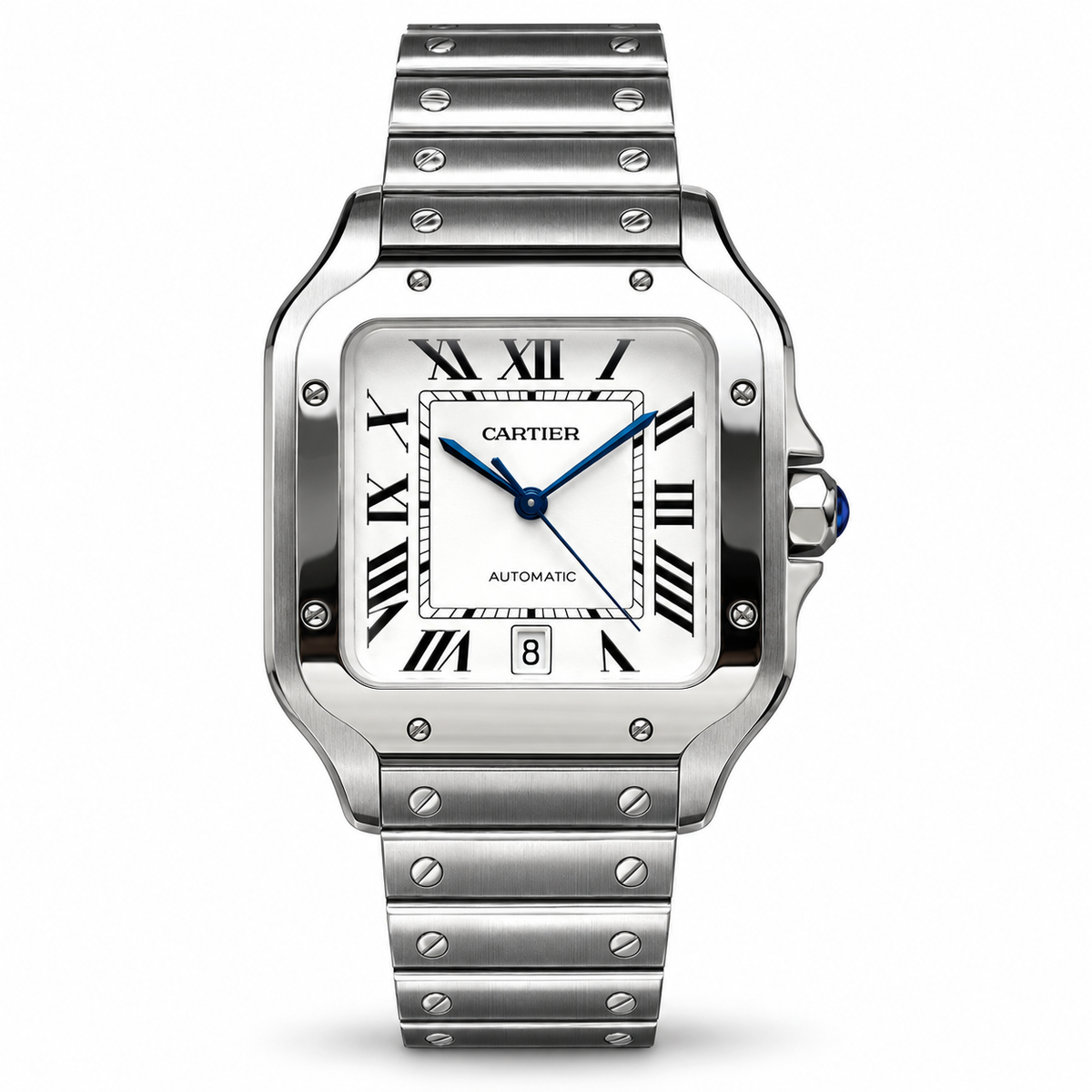 Cartier Santos Large Steel White Dial Date Automatic Watch – KDY