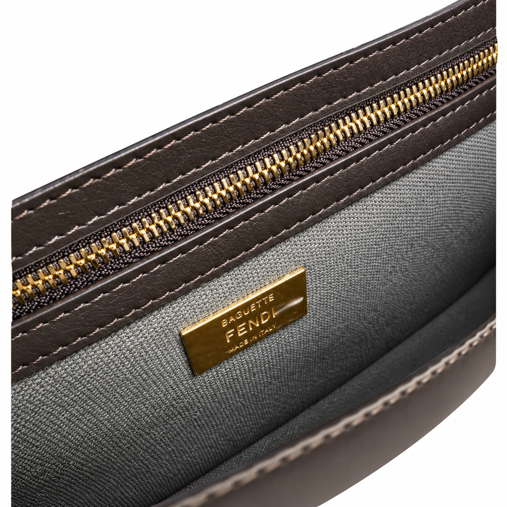 Fendi FF Shoulder Bag – Jacquard Canvas & Leather Trim, Flap Closure, 26cm