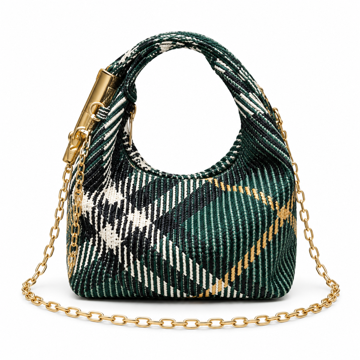 Burberry Woven Check Chain Shoulder Bag