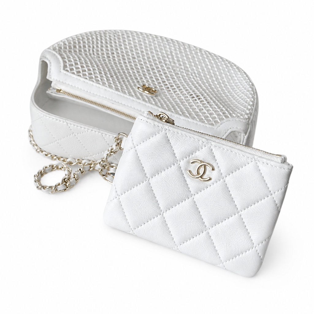 Chanel White Mesh Shoulder Bag