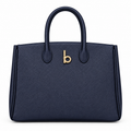 Burberry Navy Textured Tote with Top Handles
