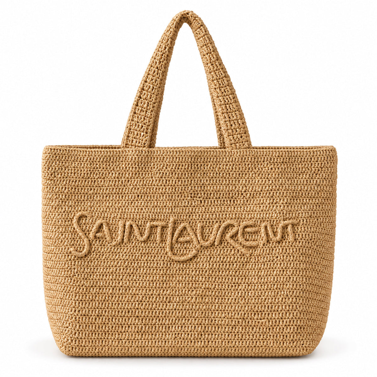 YSL Saint Laurent Raffia Tote Bag in Natural Beige