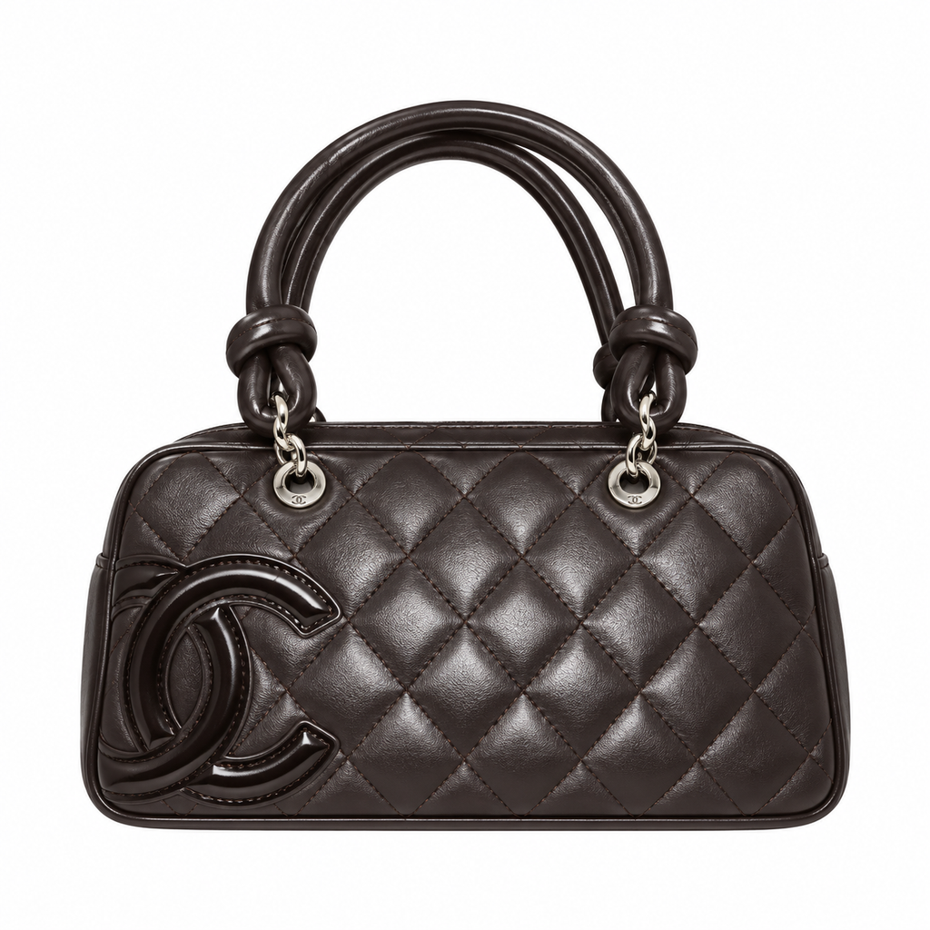 Chanel Dark Brown Cambon Quilted CC Bowler Bag