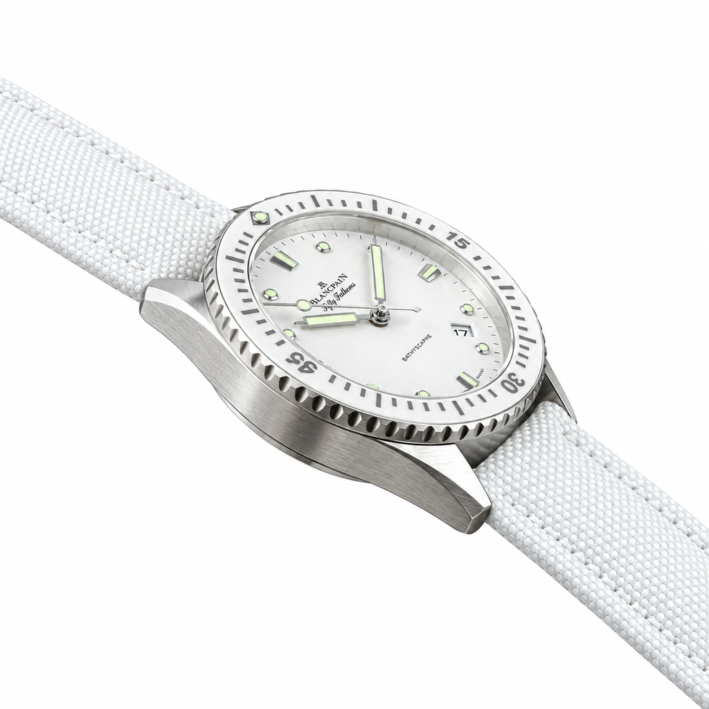 Blancpain Fifty Fathoms Bathyscaphe White Dial Dive Watch