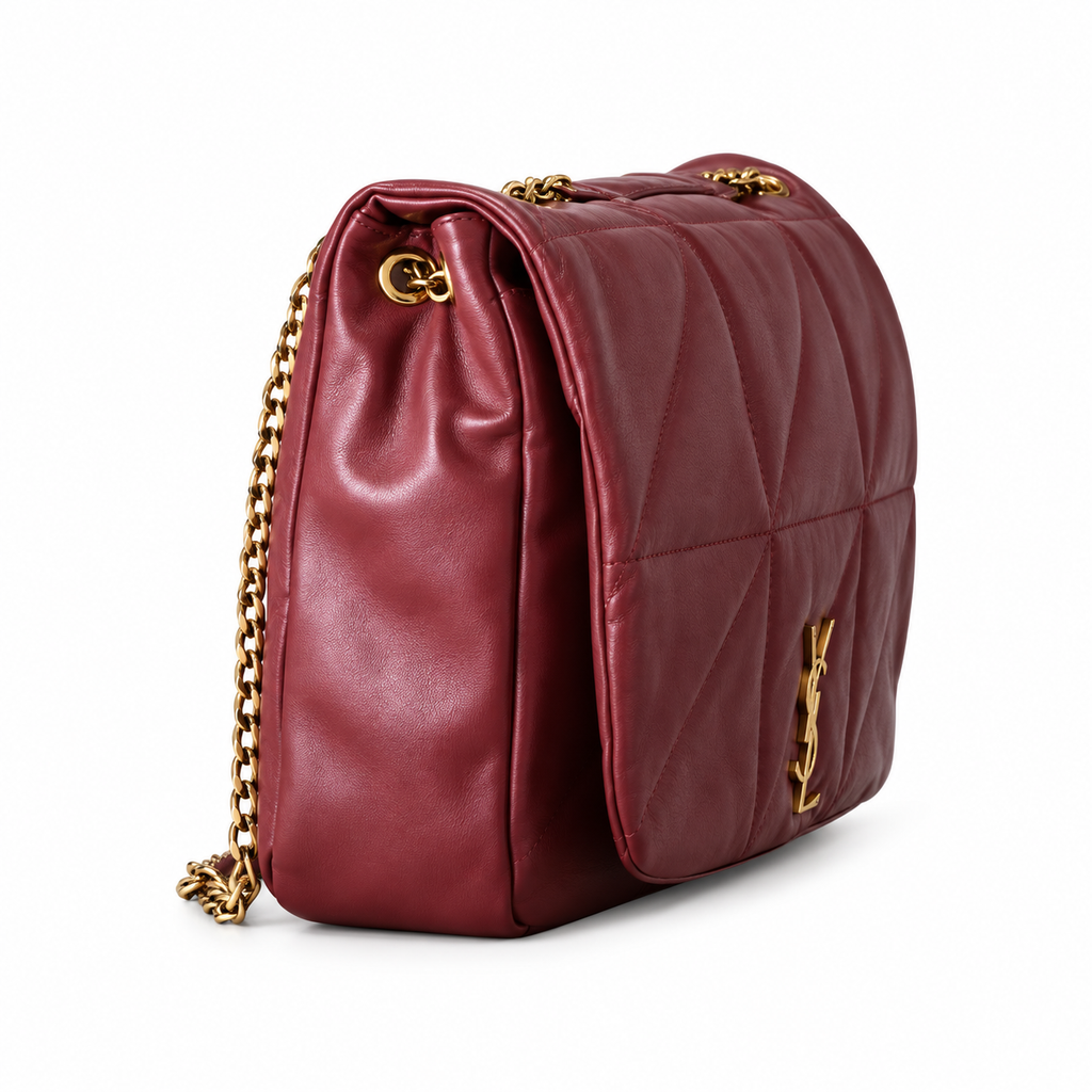 YSL Jamie Quilted Leather Flap Shoulder Bag Burgundy