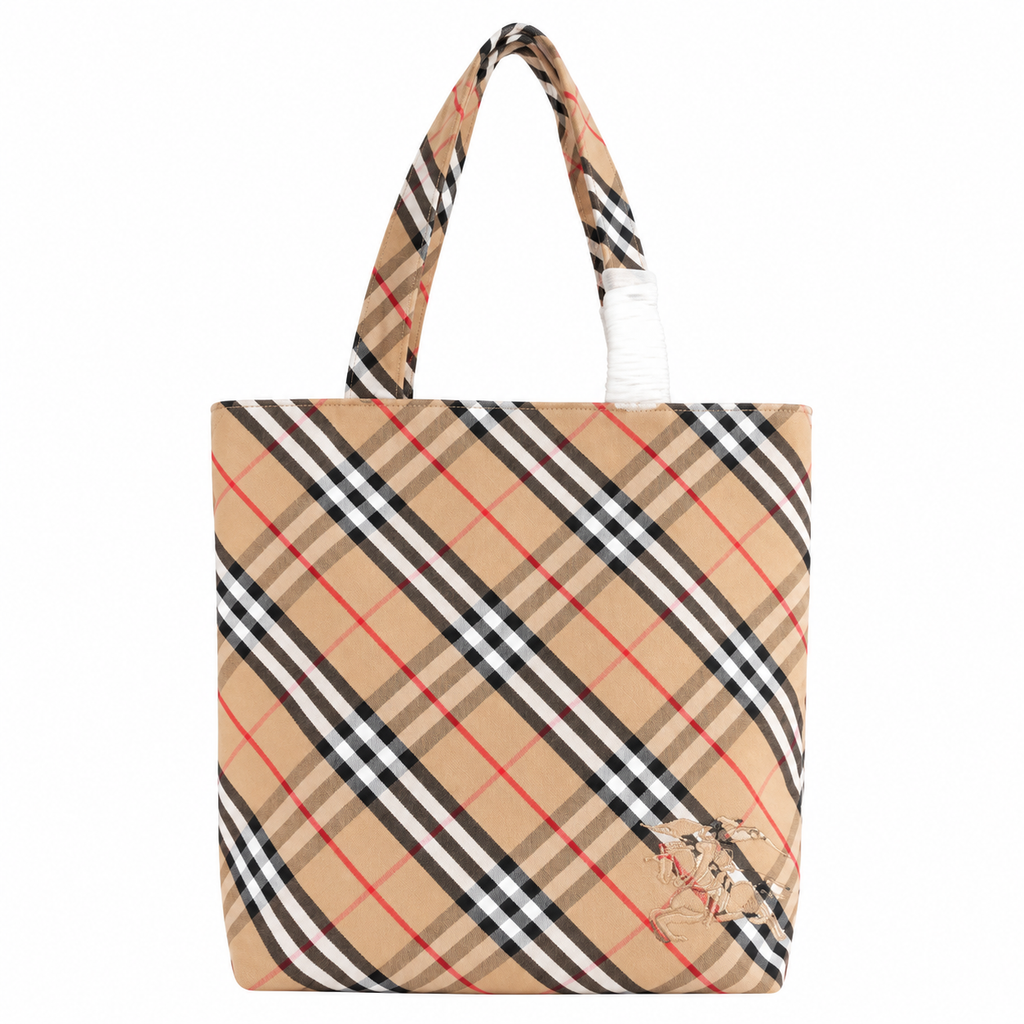 Burberry Beige Check Shoulder Tote