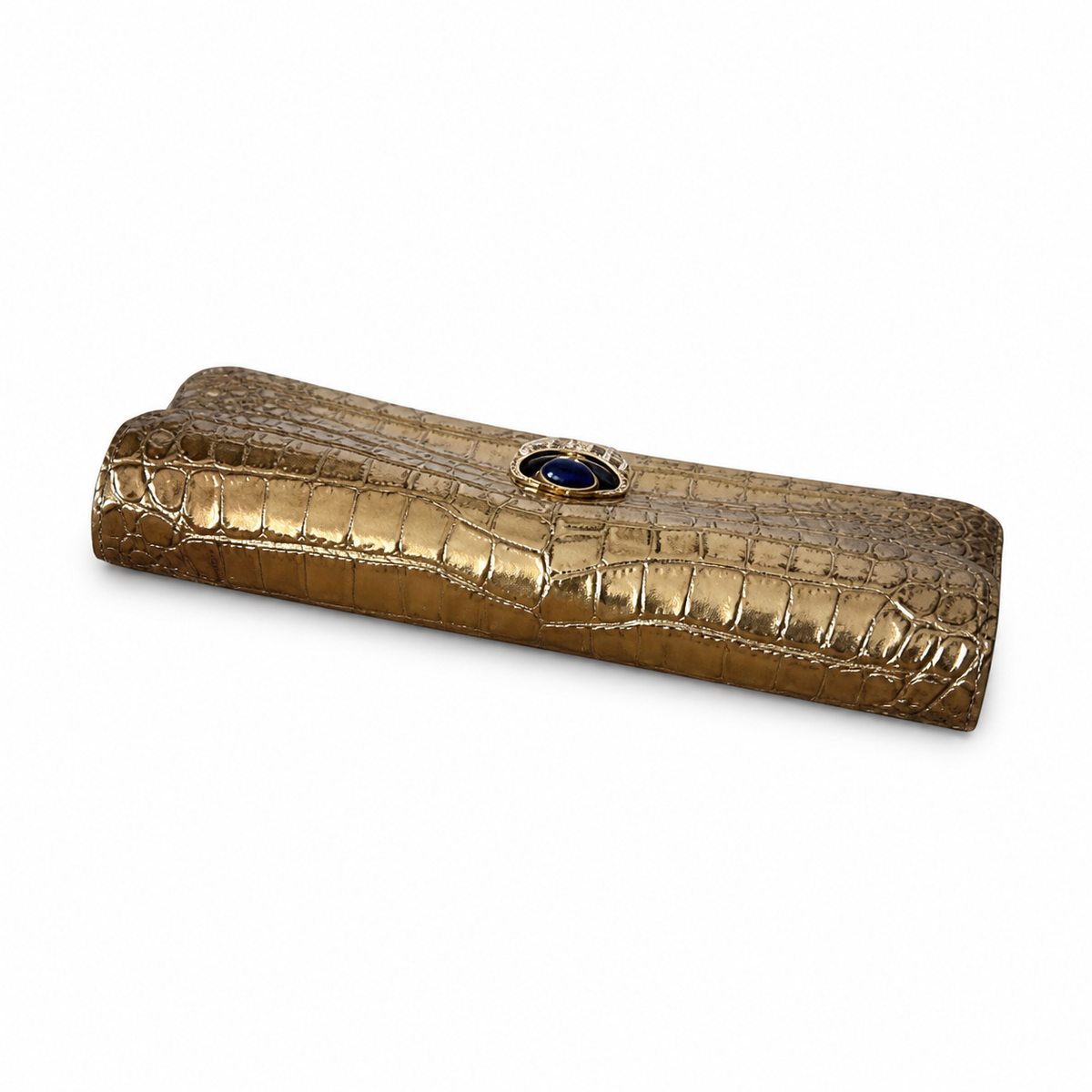Chanel Gold Croc-Embossed Clutch Bag