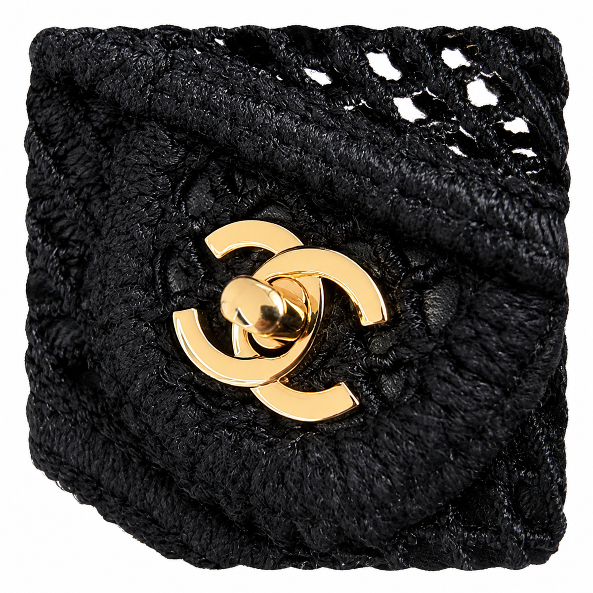 Chanel Black Woven Flap Crossbody Bag