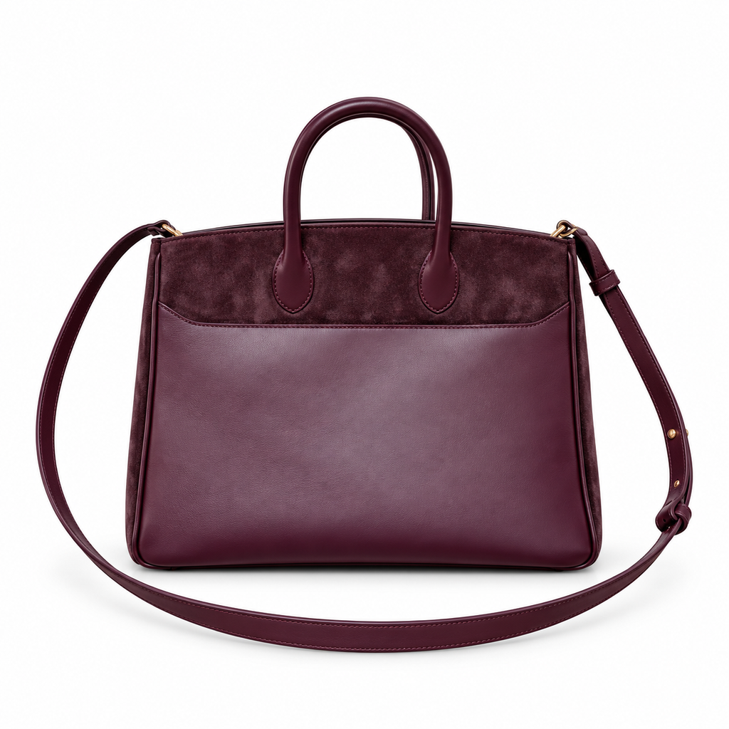 Burberry Burgundy Tote with Shoulder Strap