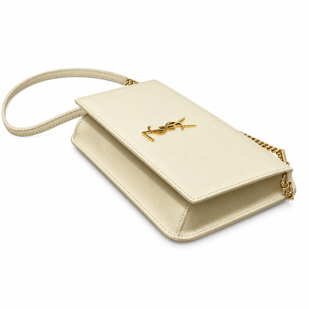 Saint Laurent Kate Chain Wallet Bag in Ivory