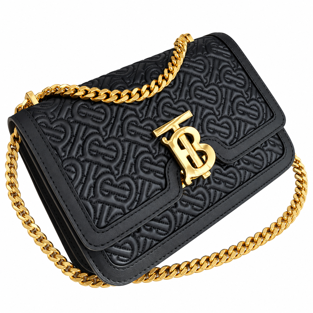 Burberry Black Monogram Chain Shoulder Bag