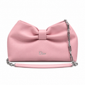Dior Bow Bag in Baby Pink Matte Lambskin with Silver Chain Strap