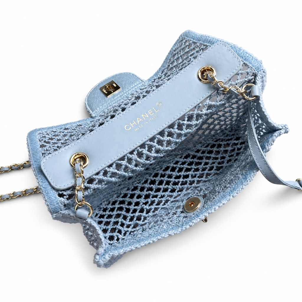 Chanel Black Woven Charm Crossbody Bag