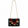 Chanel Black Woven Charm Crossbody Bag