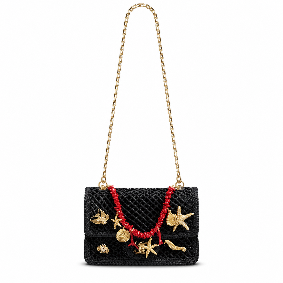 Chanel Black Woven Charm Crossbody Bag