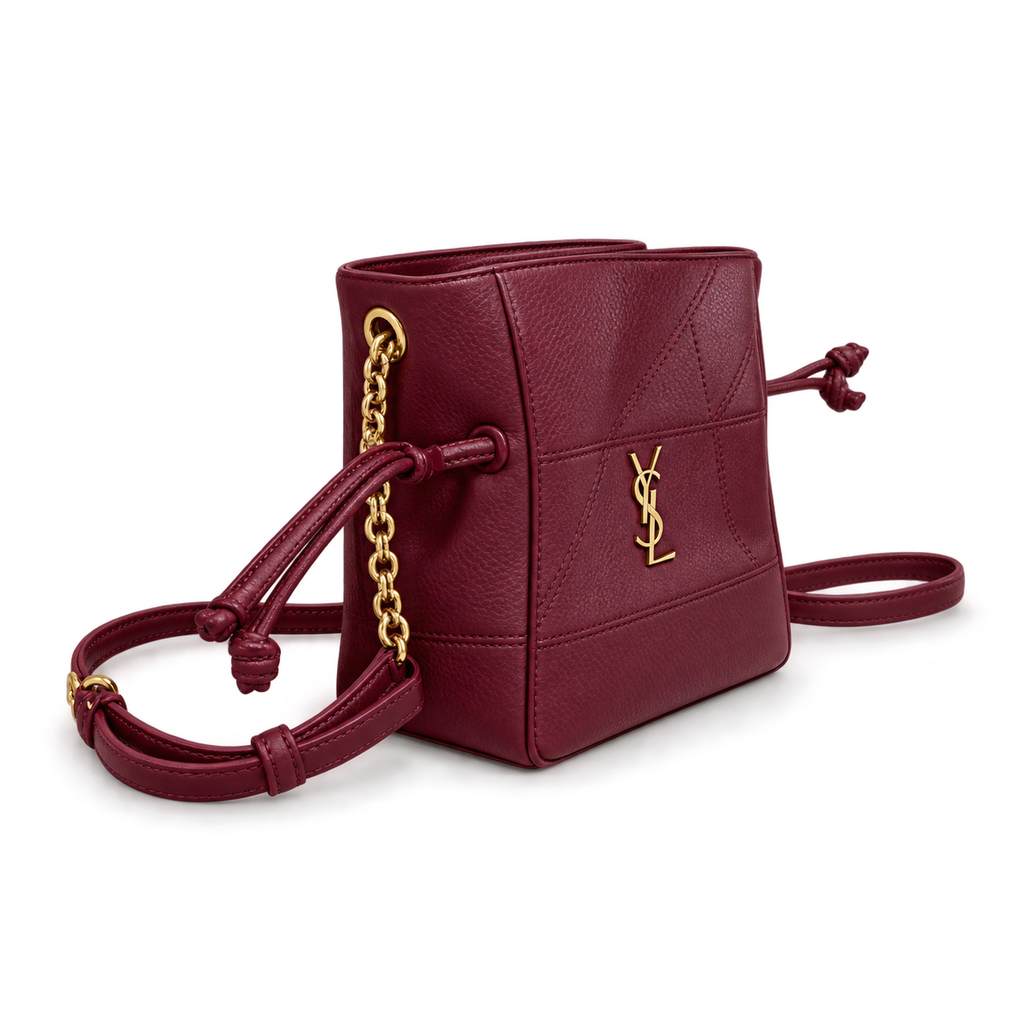 YSL Nolita Mini Quilted Leather Bucket Bag Burgundy
