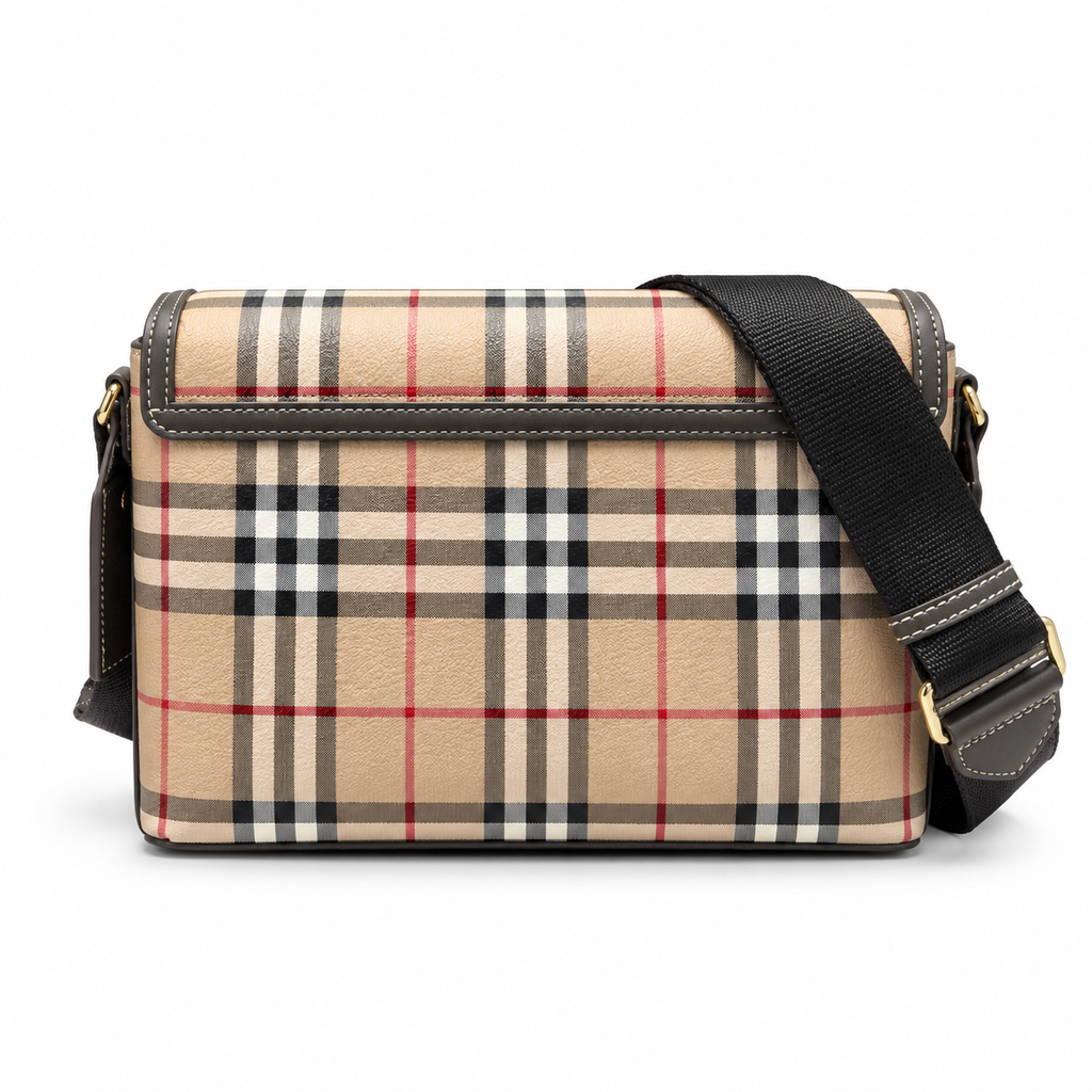 Burberry Beige Check Flap Crossbody Bag