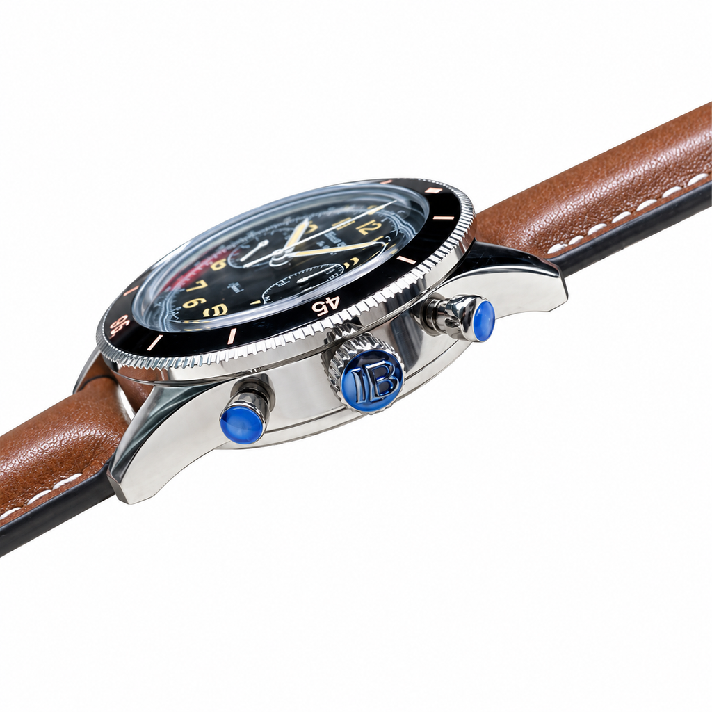 Blancpain Air Command Flyback Chronograph Steel Black Vintage Watch