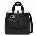 Dior Toujours Bag in Black Cannage Leather with Shearling Interior