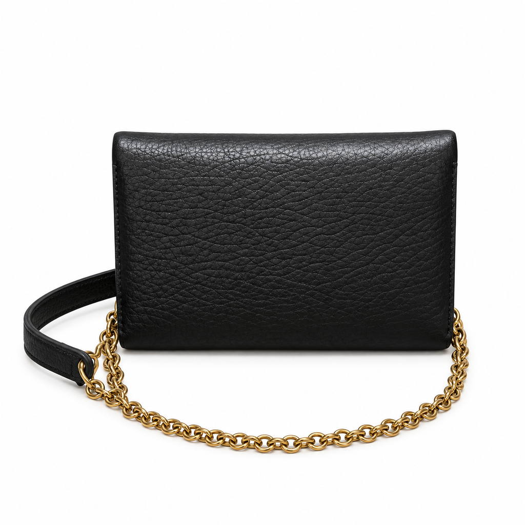 YSL Saint Laurent Gaby Envelope Bag in Black Grained Leather