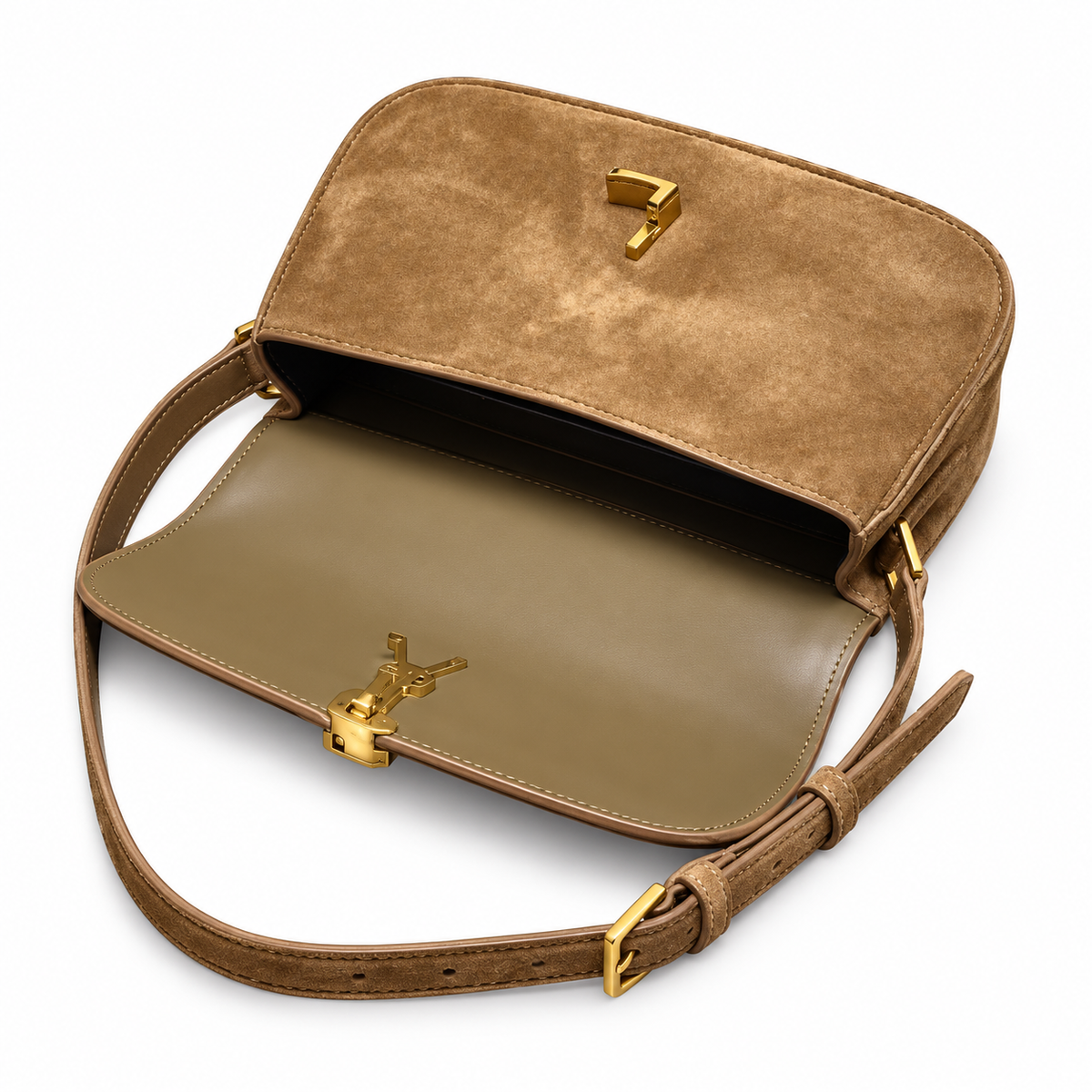 Saint Laurent Solferino Mini Bag – Tan Suede