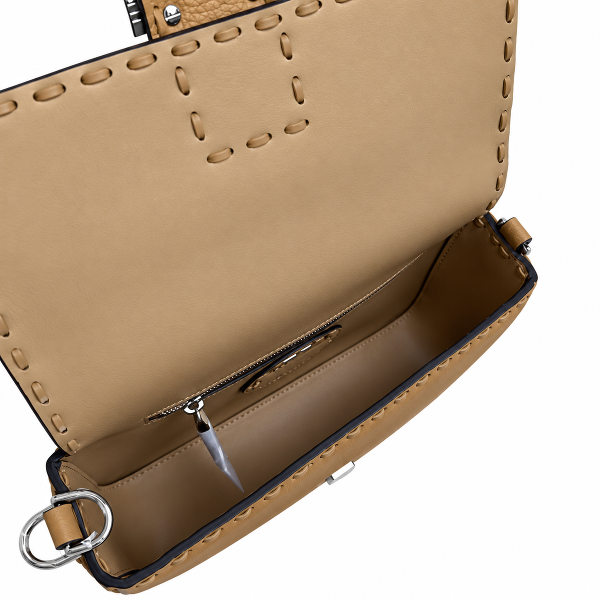 Fendi FF Shoulder Bag – Jacquard Canvas & Leather Trim, Flap Closure, 26cm
