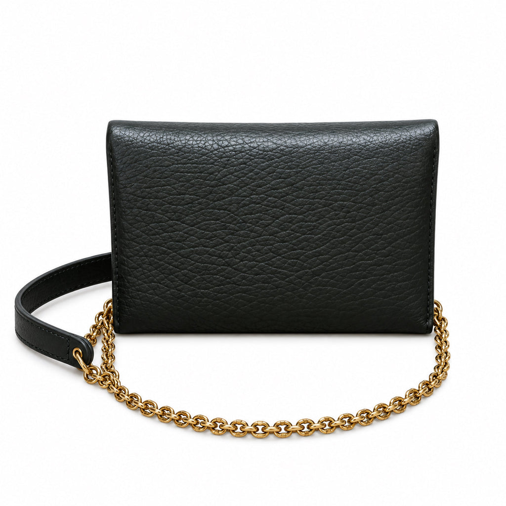 YSL Saint Laurent Envelope Chain Wallet Crossbody Black
