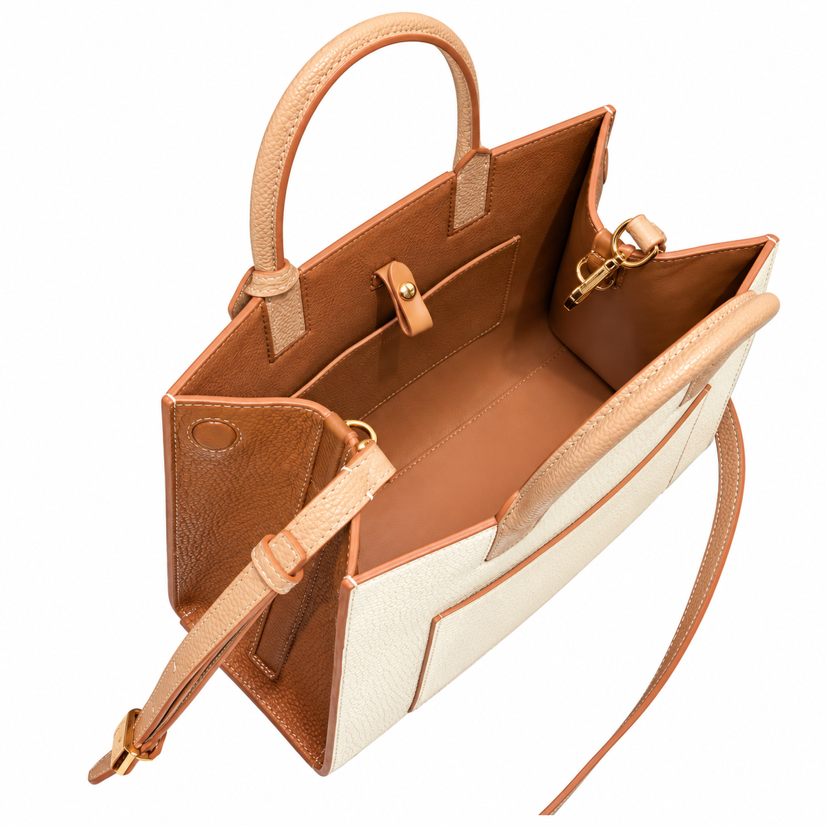 Burberry Cream Leather Tote with Shoulder Strap