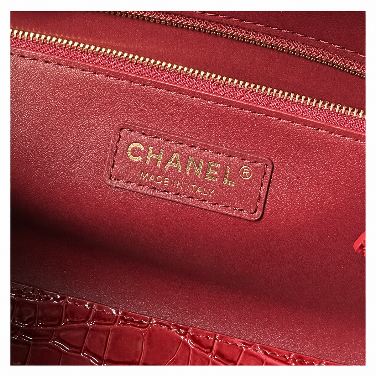 Chanel Burgundy Croc-Embossed Tote Bag