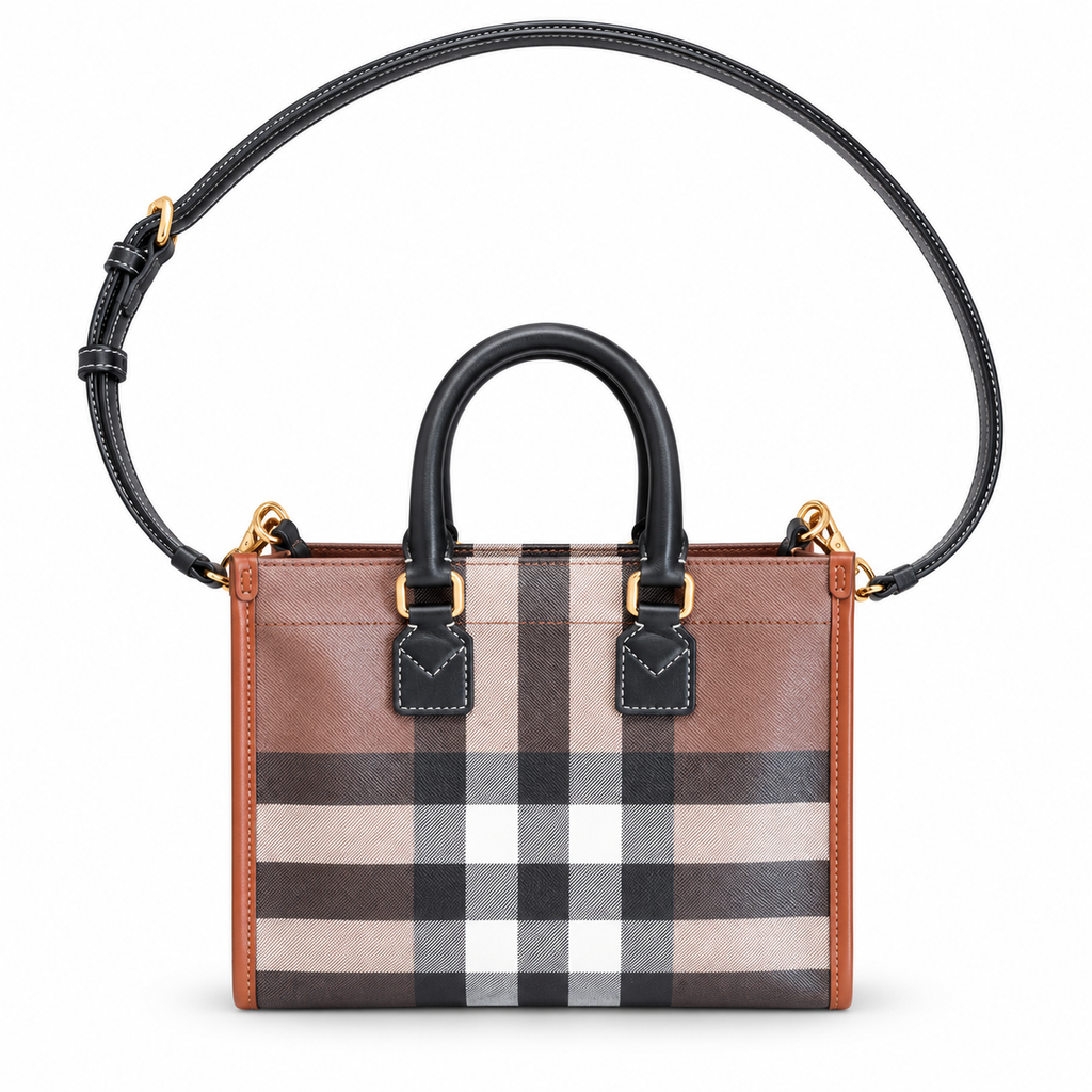 Burberry Check Top Handle Bag with Shoulder Strap