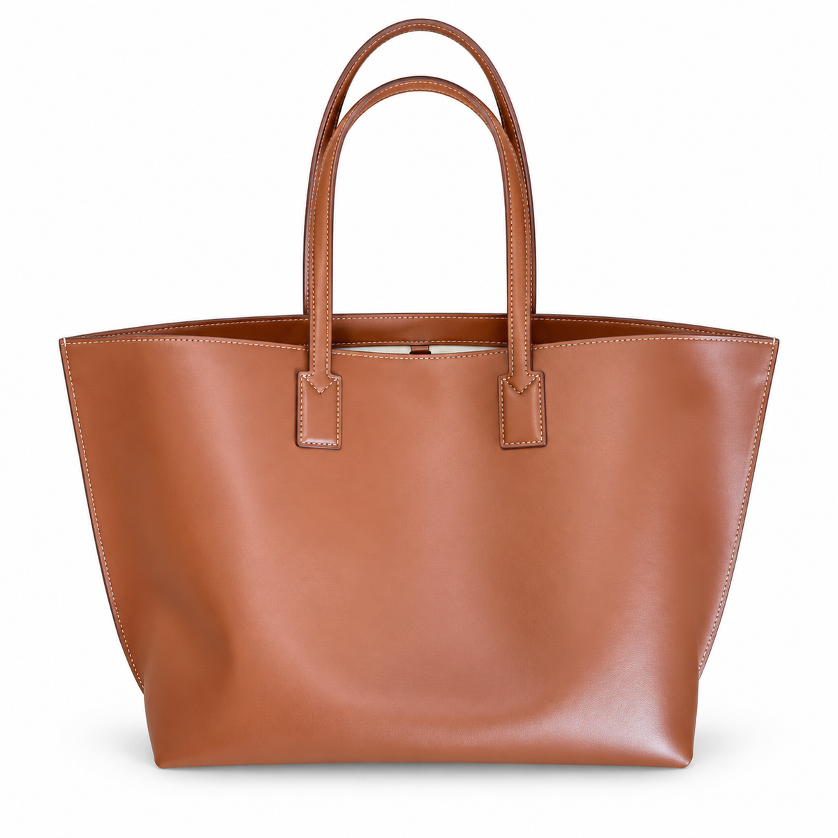 Burberry Tan Leather Tote with Shoulder Handles