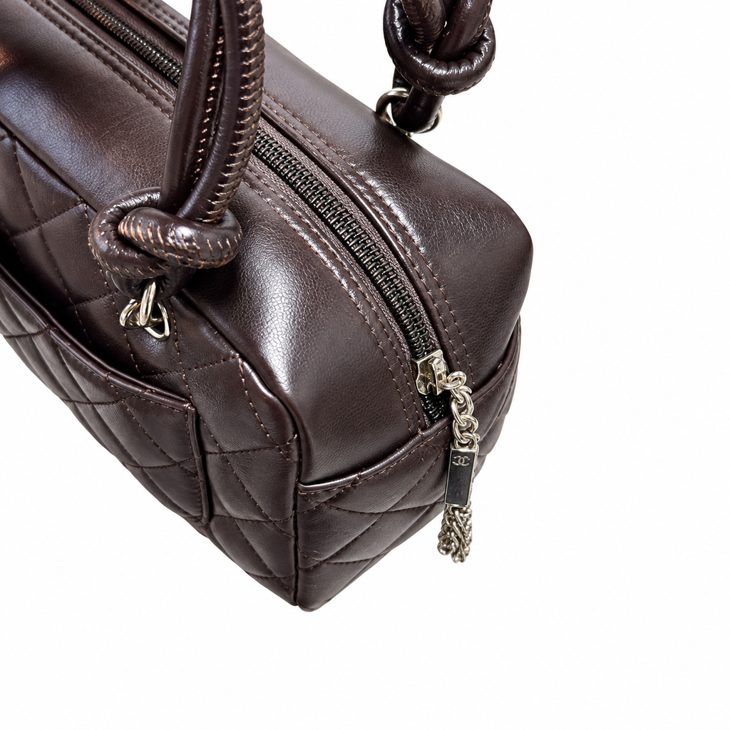 Chanel Dark Brown Cambon Quilted CC Bowler Bag