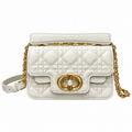 Dior Small Jouis Flap Bag in White with Pearl Chain Strap