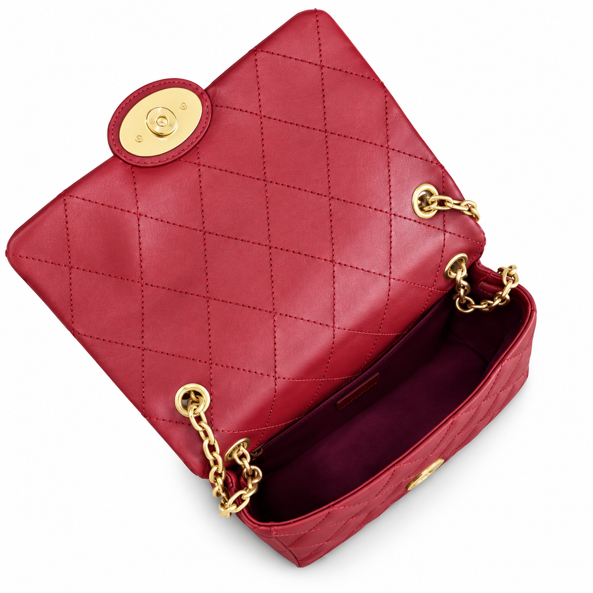 Burberry Quilted Chain Shoulder Bag in Red