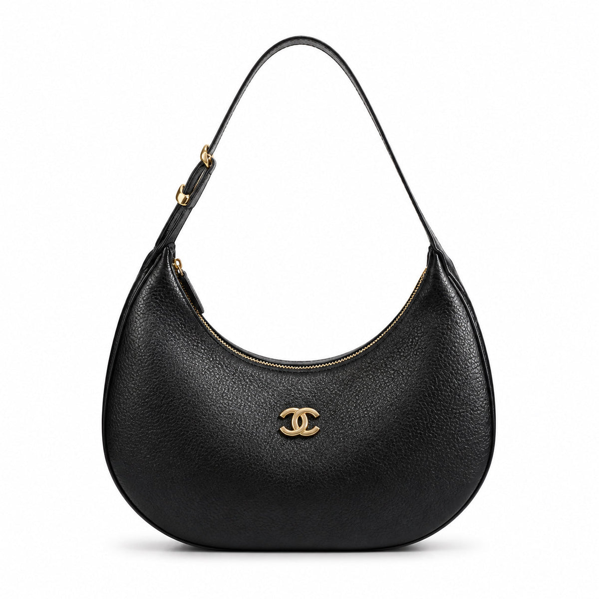 Chanel Black Textured Hobo Shoulder Bag