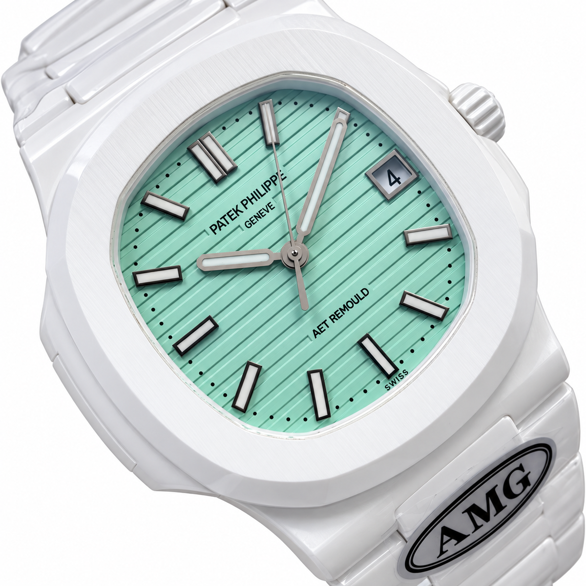 Patek Philippe Nautilus AET Remould x AMG White Ceramic Tiffany Blue